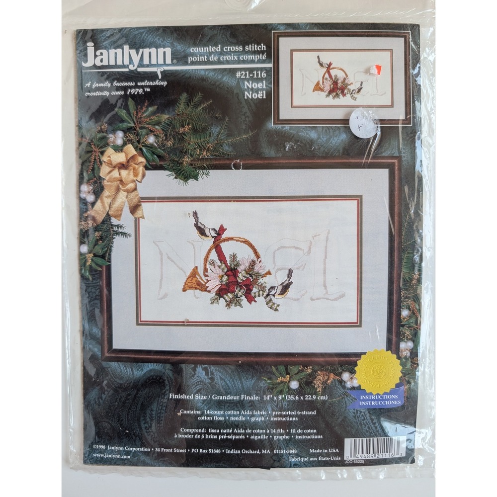 Janlynn Noel Counted Cross Stitch Kit 21-116 Vintage 1998 Christmas Holiday 14x9